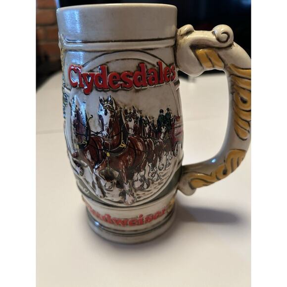 Budweiser Beer Holiday Stein 1983 Mug Clydesdales Wheatland Ceramarte - Picture 4 of 6